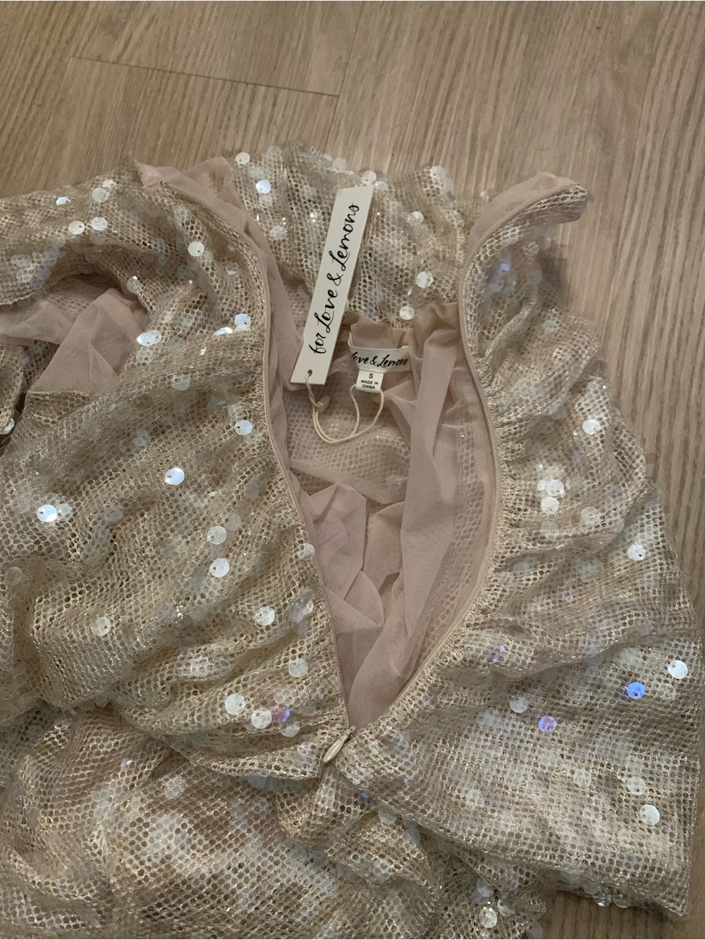 For Love & Lemons SYDNEY SEQUIN MAXI DRESS Size small NWT - Picture 10 of 13